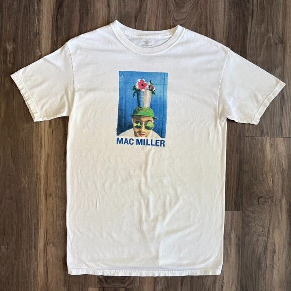 Mac Miller Concert T-Shirt Men's Size M White Art Portrait Flower Pot Tour Merch - Picture 1 of 5